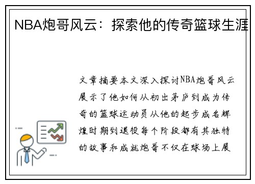 NBA炮哥风云：探索他的传奇篮球生涯
