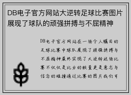 DB电子官方网站大逆转足球比赛图片展现了球队的顽强拼搏与不屈精神