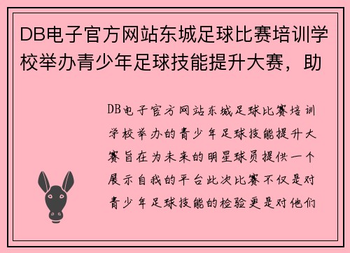 DB电子官方网站东城足球比赛培训学校举办青少年足球技能提升大赛，助力未来明星球员成长